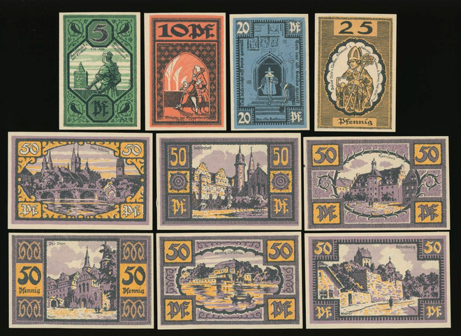 Saksa Notgeld 5, 10, 20, 25, 6 x 50 Pfg, Merseburg 1921