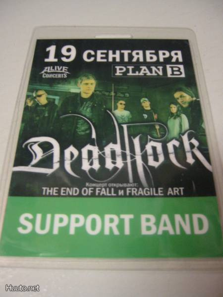 Deadlock - Venäjän keikka backstage-passi, laminoitu .