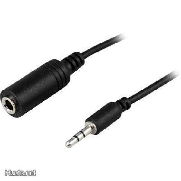 Deltaco 2.5mm u - 3.5mm n adapteri kaapeli, 0.5m, musta UUSI
