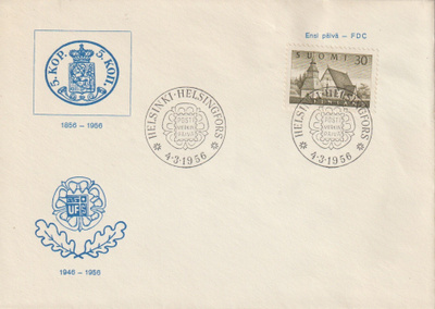 1957 30mk Lammin kirkko-yleismerkin FDC-kirje