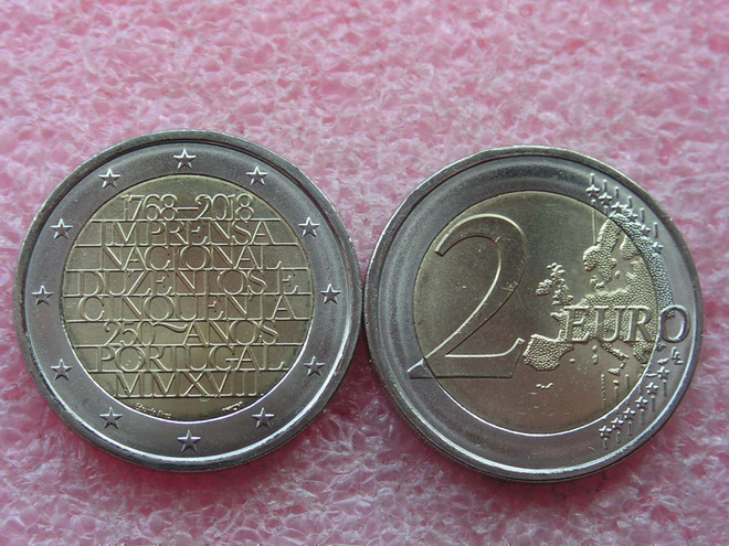 Portugali 2018 2 € INCM 250 vuotta UNC