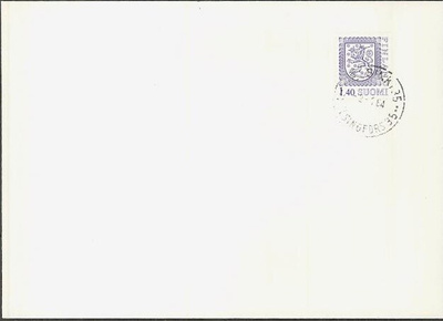 1984 1.40mk leijona FDC - heikko pvm-leima