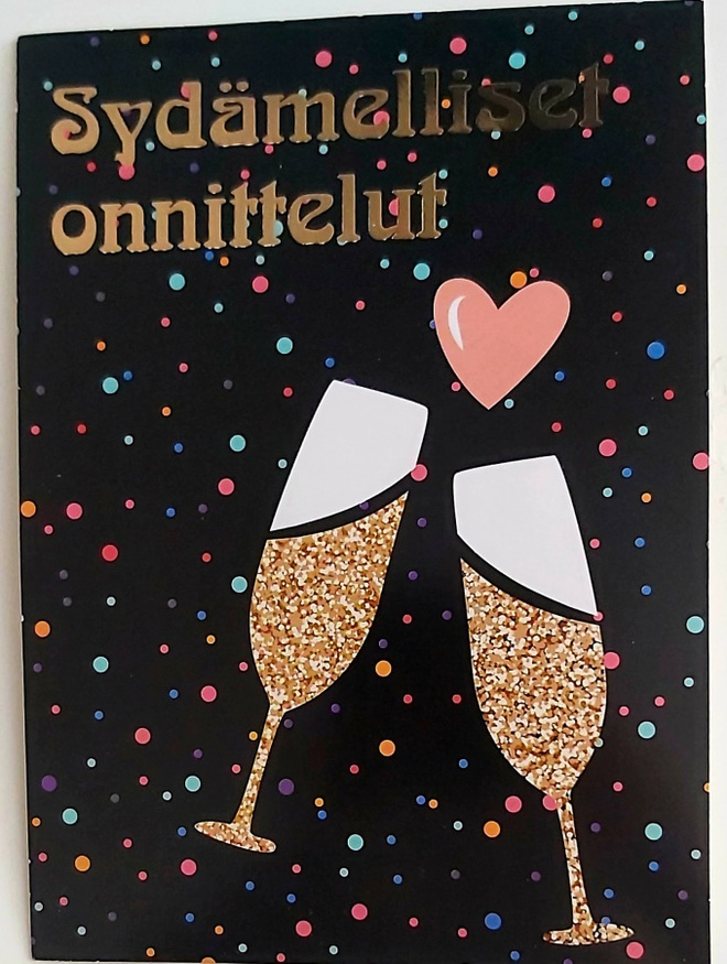 "Sydämelliset Onnittelut!" KULKEMATON POSTIKORTTI