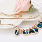 1700 .. 14k Kulta Duble Vogue Oval Blue Crystal .. Kaulakoru - pikkukuva 4