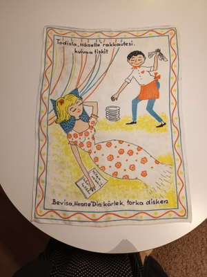 Vintage keittiöpyyhe, Todista rakkautesi, kuivaa tiskit