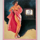 * Pin-up-magneetti * häveliäänä tv:n edessä * - pikkukuva 1