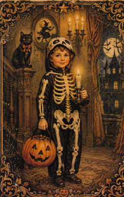 Halloween pojalla luurankopuku