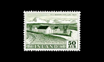 Islanti 304 ** Kraftverk och vattenfall 50 aur (1956)