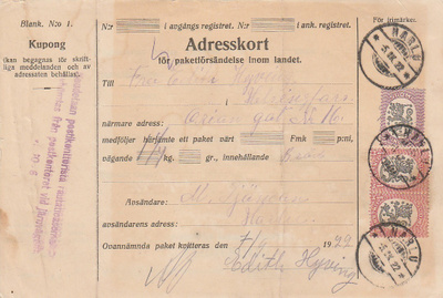 OSOTEKORTTI LUOVUTETTU ALUE HARLU