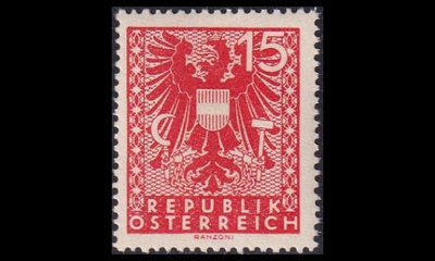 Itävalta 704 ** Käyttösarja vaakuna 15 Pfg (1945)