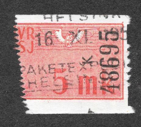 VR rautatiemerkki 5mk (LAPE 120) hammastevirhe