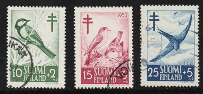 1952 Tuberkuloosi-sarja leimattuna