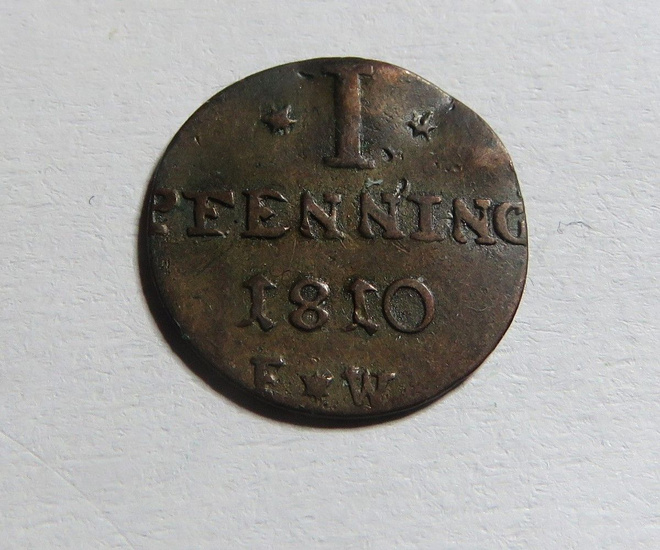 Waldeck-Pyrmont 1 pfennig 1810 FW