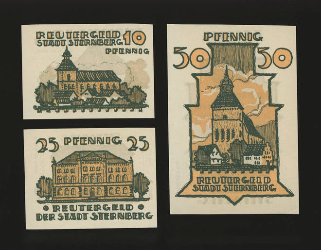 Saksa Notgeld 10, 25, 50 Pfg, Sternberg 1922