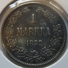 1892 1 markka kl8 hyväkuntoinen kolikko - pikkukuva 1