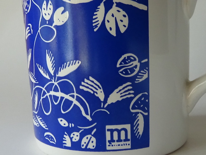 Marimekko sinivalkoinen retro muki Made in England