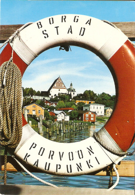 Porvoo - Borgå: Pelastusrenkaan läpi kaupunkikuva. Ei kulk.