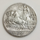 Italia 2 Lire 1908, Vittorio Emanuele III, Hopeakolikko - pikkukuva 1