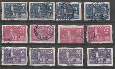 1930 alkaen "Olavinlinna"käyttömerkkejä 5-35mk leimattuina.