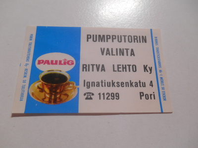 TT Etiketti Paulig Pumpputorin Valinta Pori