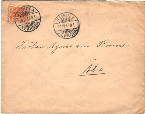 Malli 1885 postilähetyS 20P HEINOLA-TURKU