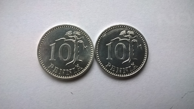 10 penniä, 1985 ja 1986, unc