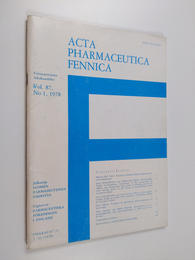 Acta Pharmaceutica Fennica 1/1978