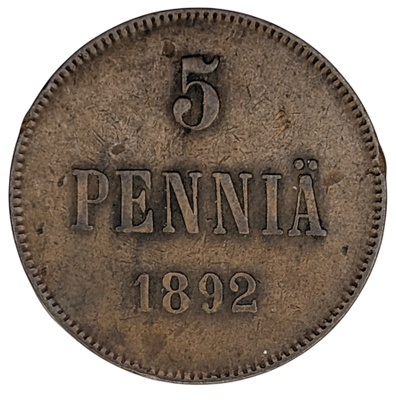5 Penniä 1892