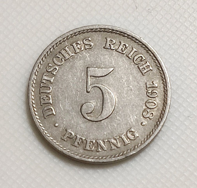 Saksa 5 Pfennig 1908E