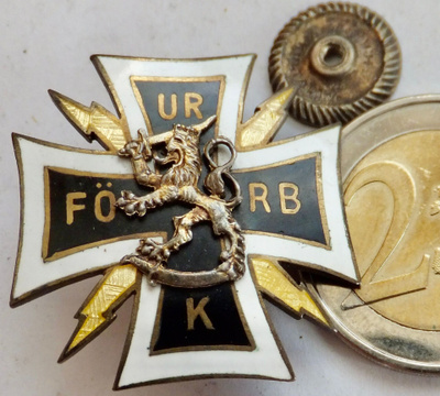 Ruuvimerkki FÖ UR RB K Viestijoukot Hopeaa 1936 Annettu 1939