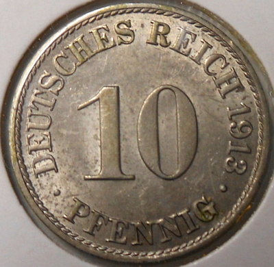 Saksa. 10 pfennig 1913A.