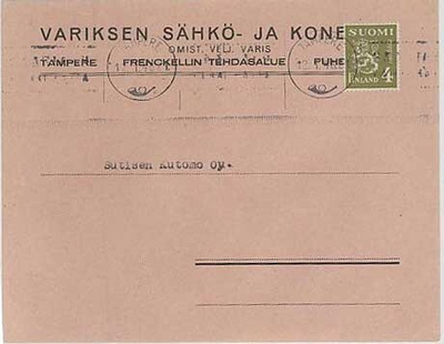 1945 M30 4 mk oliivi paikalliskirje