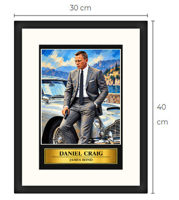 Uusi James Bond 007 art print kehystetty 30 cm x 40 cm