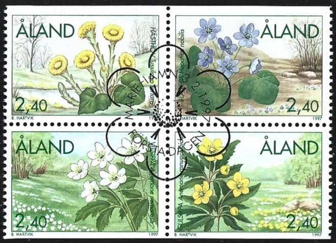 Åland 1994 ÅV 5 Kevätkukkia EP leima NELILÖ LaPe 120-123