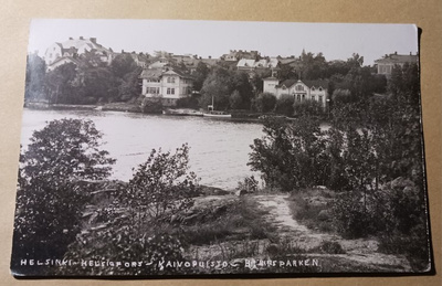 Helsinki, näkymä Kaivopuiston huviloille, p. 1934 + laival.