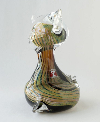 Vintage Studiolasi Finland 1977, Kissa 13,5 cm