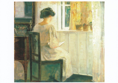 Carl Holsoe: Nainen lukee auringonvalossa