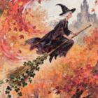 Halloween noita lentää luudalla - pikkukuva 1