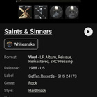 WHITESNAKE - SAINTS & SINNERS LP - pikkukuva 3