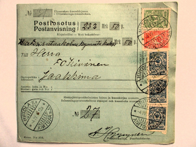 1914 Hiitola R.a. postiosoitus Jaakkimaan