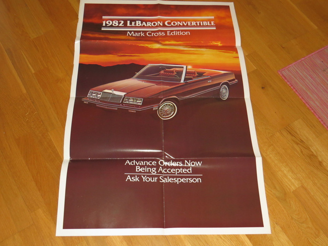 1982 Chrysler Le Baron  Convertible seinäjuliste - KUIN UUSI