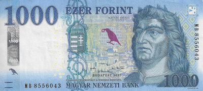 HUNGARY 1000 FORINT 2025. XF (Extremely Fine)