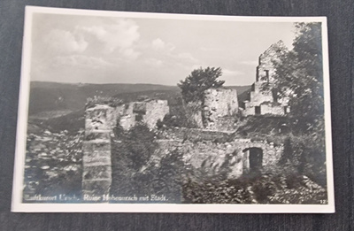 Luftkurort Urach. RuineHohenurach mit Stadt, vanha valokuva