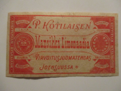 ETIKETTI - P.KOTILAISEN MANSIKKALIMONAADIA JOENSUU (AB12)