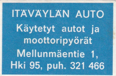 Helsinki, Itäväylän Auto.  Mellunmäentie 1.,   s84