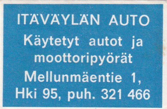 Helsinki, Itäväylän Auto.  Mellunmäentie 1.,   s84