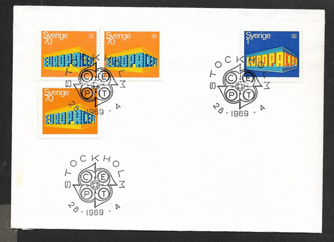 Ruotsi - Europa II 10v 1969 FDC (Fac. 653-654)