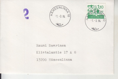 FDC 1984 1,1 mk kirje.