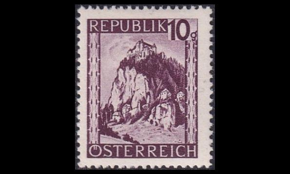 Itävalta 746 ** Käyttösarja maisemia 10 g violetti (1945)