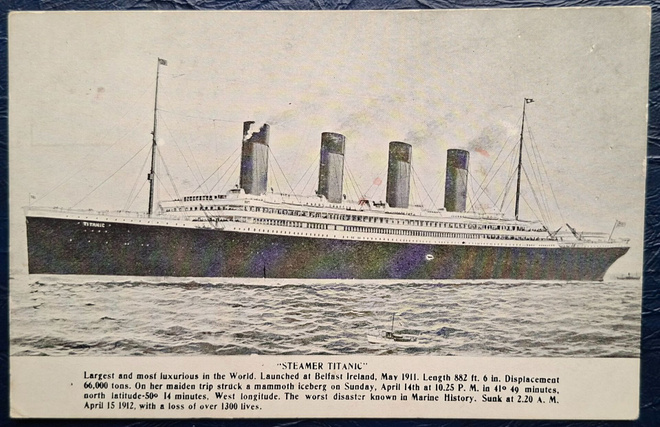 Laiva Titanic. Vanhakortti.
